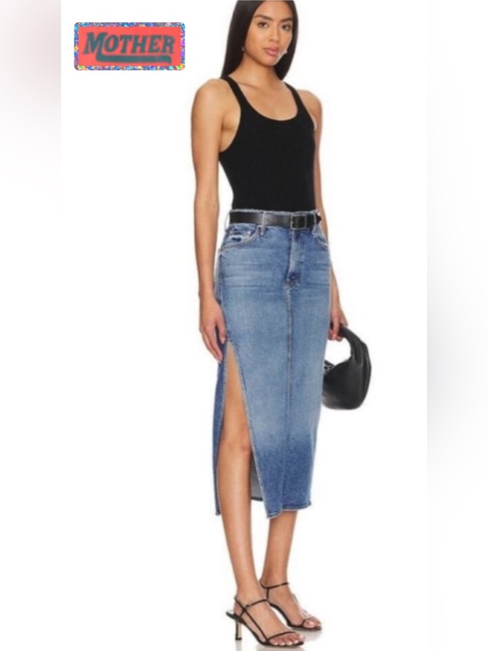 MOTHER Dresses & Skirts - Mother Denim The Split Second Midi Jean Skirt in “Strike a Pose” 28 nwt